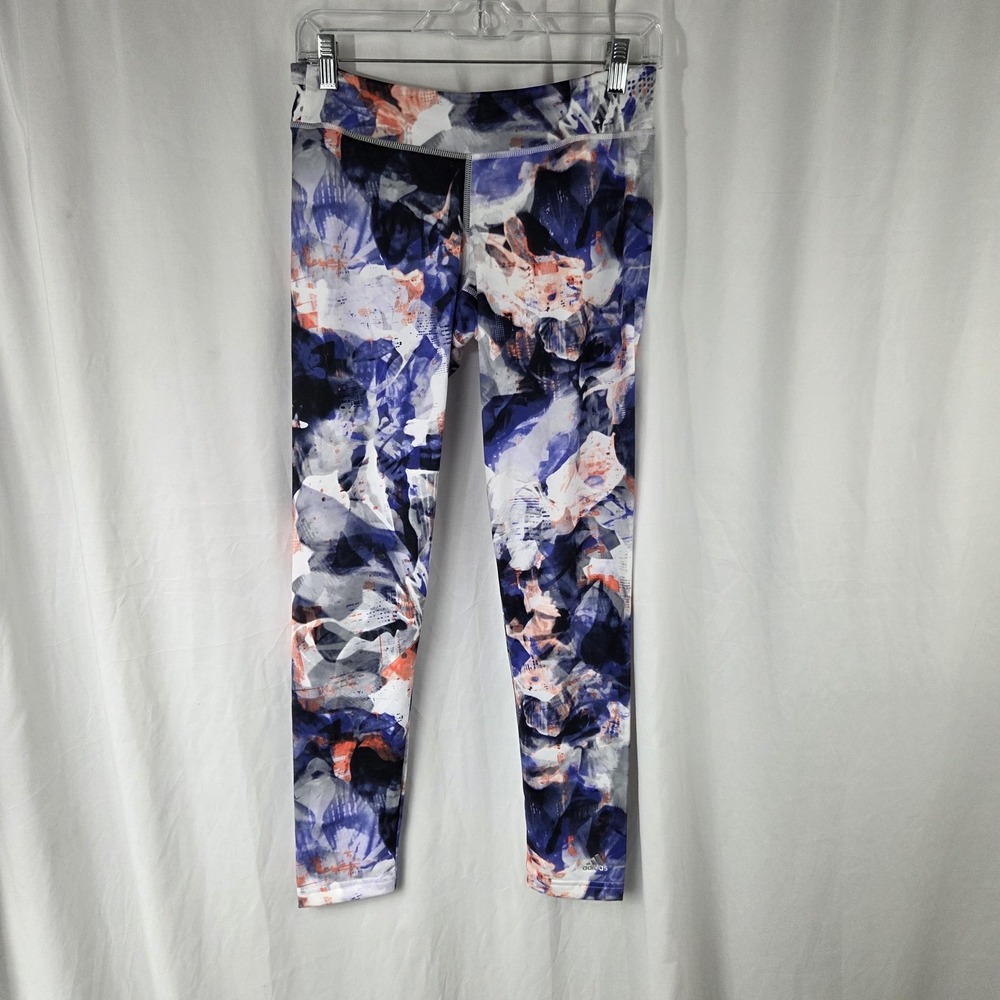 Adidas Leggings Womens Medium Floral Climalite Ankle Stretch Yoga Athletic